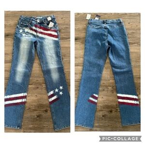 NWT Charlotte Russe Embellished American Bootcut Jeans Size 7/8